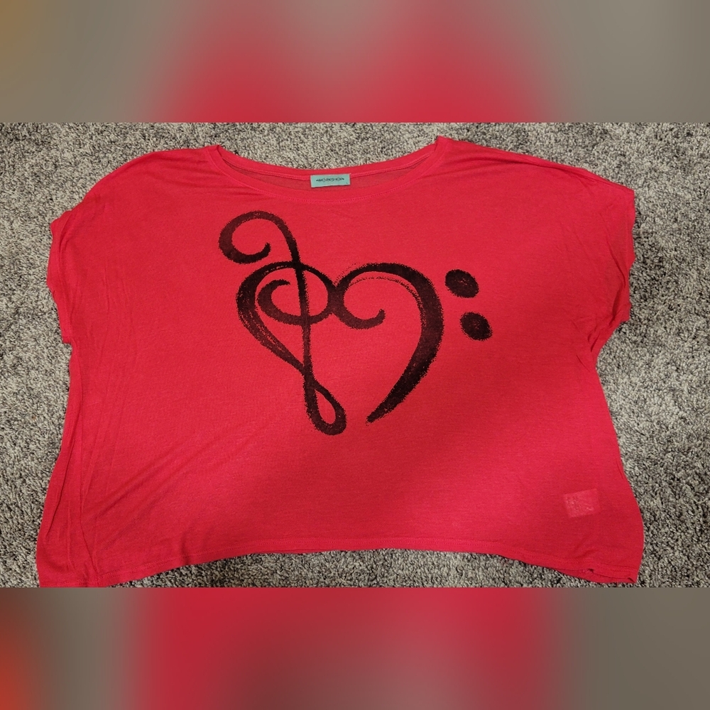 🎃Workshop Pink Musical Heart Overlay Top
